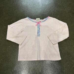 Expressions Shirt Girls 10 Pink Waffle Knit Thermal Long Sleeve Sleep Top